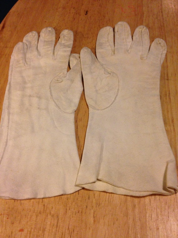 White Suede Kid Gloves - image 2