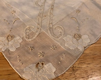 Large White Initial "A" Handkerchief