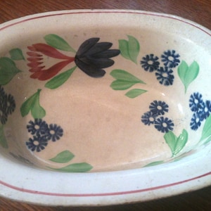 Antique Serving Bowl with Hand Painted Flowers