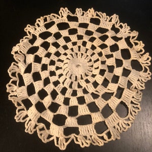 Openwork Round Doily with Little Squares