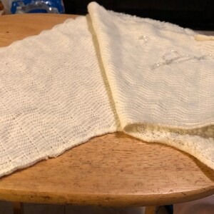 White Knit Shawl with Silver Lame Thread image 5