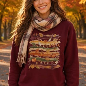 Kuscheliger Herbst Pullover für Damen | Gemütliches Aquarell Kürbis Sweatshirt | Boho Herbstkleidung Frauen | Pumpkin Patch Outfit