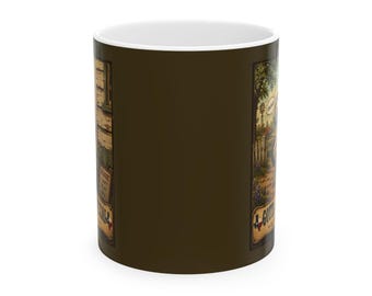 Sneaky Skunk Peeking Around House Mug | Ceramic 11oz 15oz