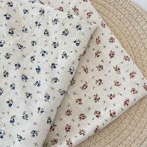 Floral Linen Cotton Fabric Sewing Fabric Dress Fabric Clothing Fabric By the Half Yard