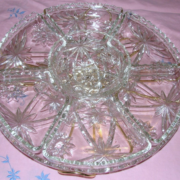 Anchor Hocking EAPG (Early American Prescut) Lazy Susan. Vintage.