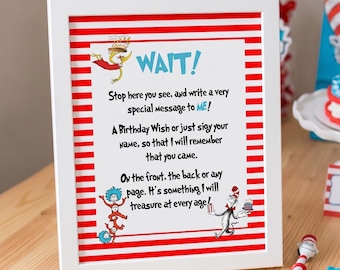 Dr. Seuss Storybook Birthday Guest Book Sign (Digital Download)