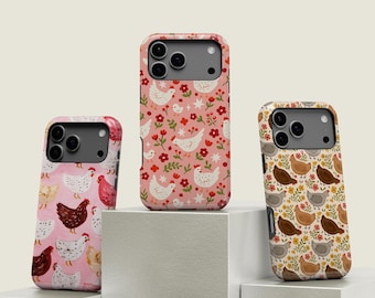 Cover per telefono con galline: cover con animali da fattoria per iPhone 17 16 15 14 13 12 11 + MagSafe, Samsung Galaxy S24 S25 Plus S26 Ultra, Google Pixel 10 9
