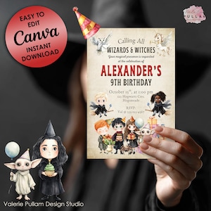 Wizard Birthday Invitation: Magical Castle Party, Canva Template (Digital Download)