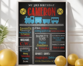Train Birthday Chalkboard Sign: Personalized Milestone Poster (Printable)