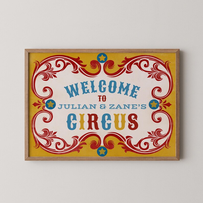 Vintage Circus Birthday Welcome Sign: Editable Carnival Decor (digital ...