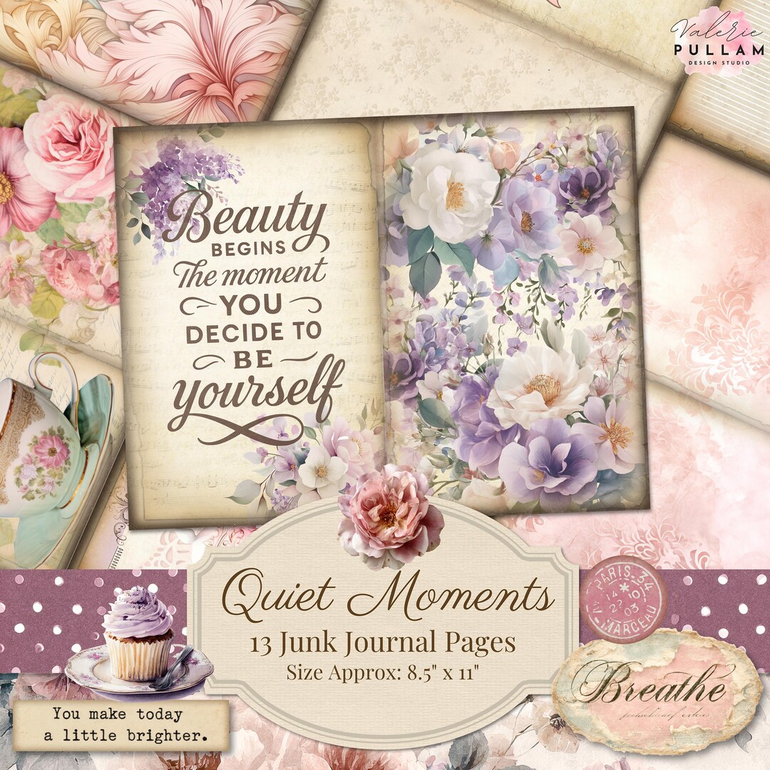 Printable Journal Kit for Self Care | Calming Junk Journal Pages ...