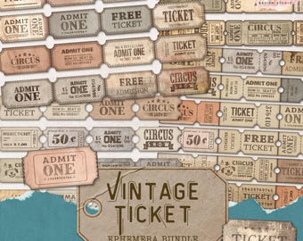 Vintage Ticket Ephemera: Printable Circus, Cinema, Event Designs (Digital Download)