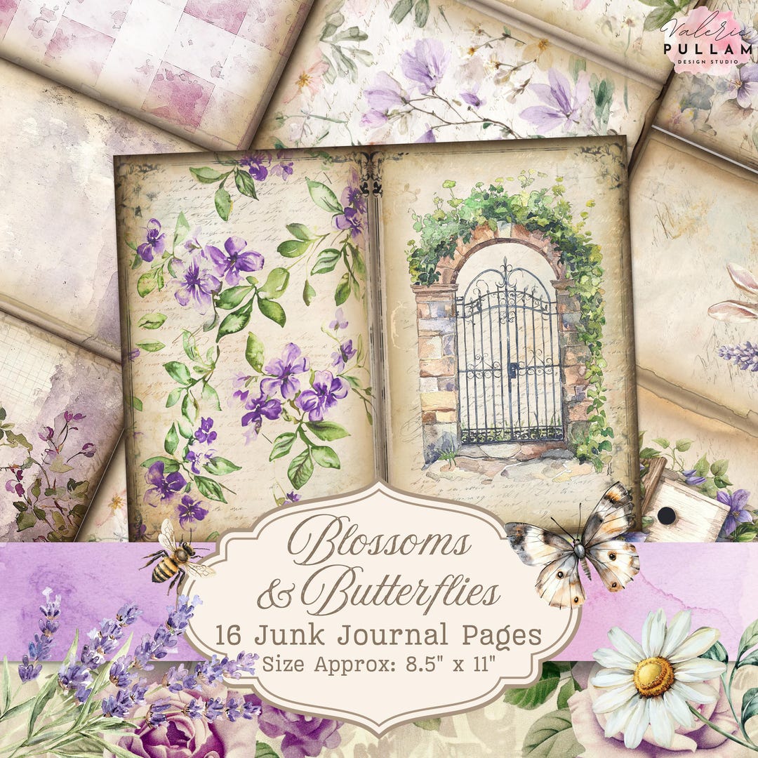 Blossoms & Butterflies Spring Junk Journal Kit | Floral Printable Pages ...