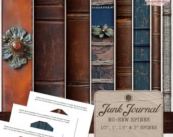 Junk Journal Spine Templates | Printable Spine Covers (Digital Download)