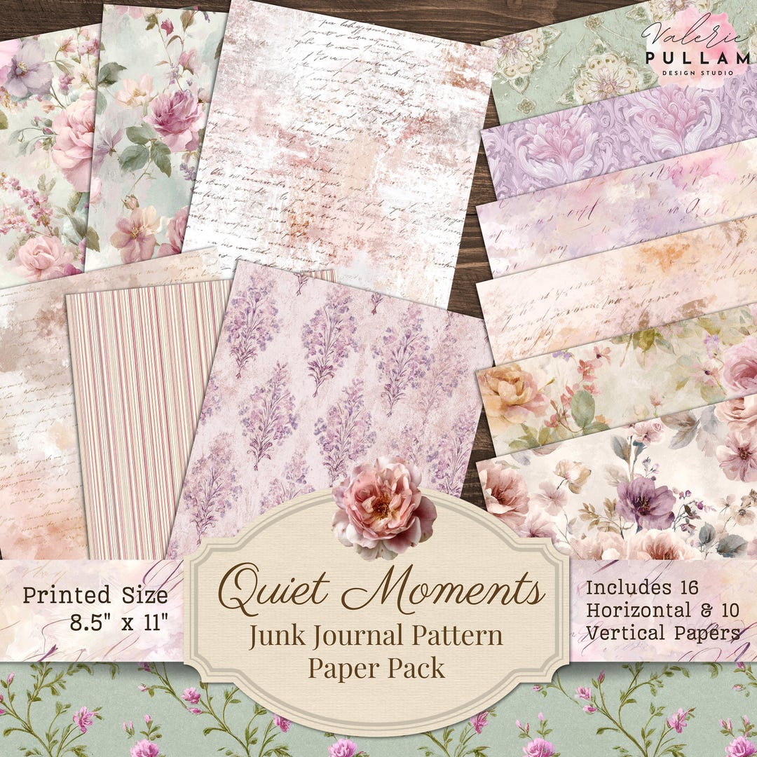 Journal Pattern Paper Design Printable Junk Journal Pages Kit | Mindfulness & Self Care Journal ...
