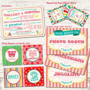Zirkus Geburtstag Party Pack - Vintage inspiriert Karneval / Retro Circus - benutzerdefinierte, Digital, druckbare - Pinks, Gulden und Türkis