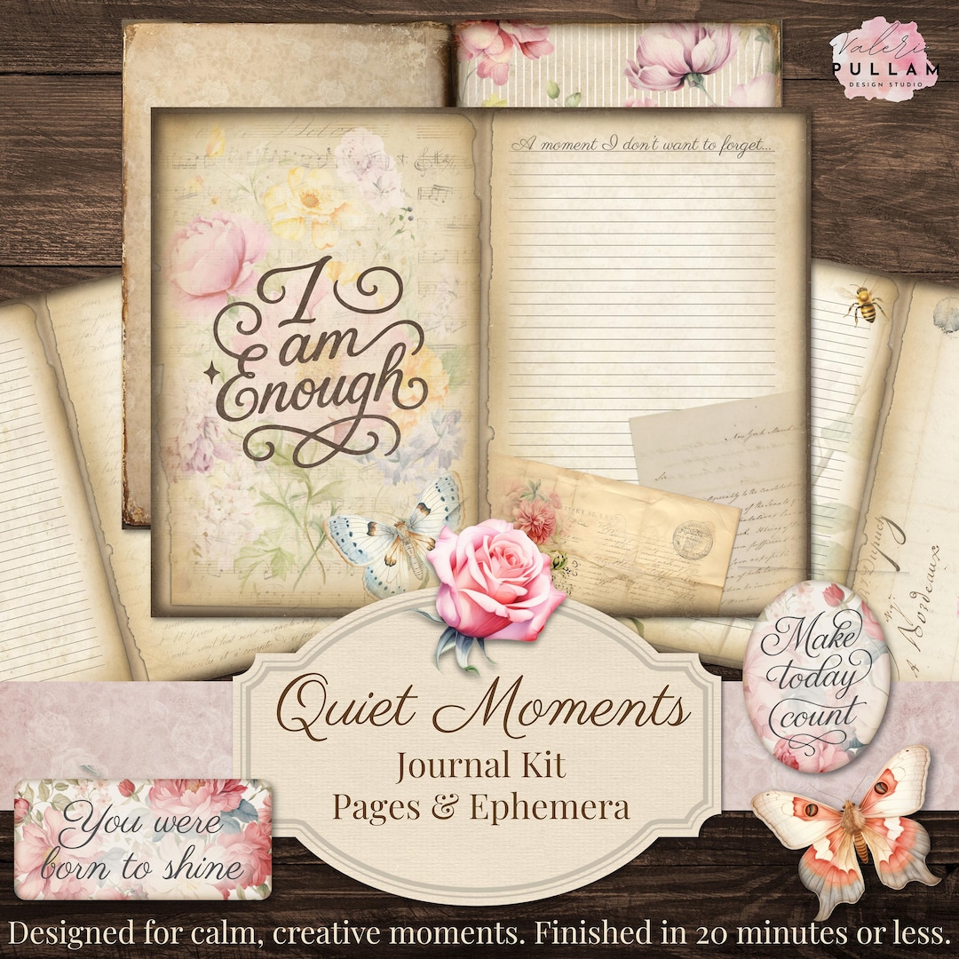 Printable Junk Journal Kit | Calming Journal Pages | Self Care Journal ...