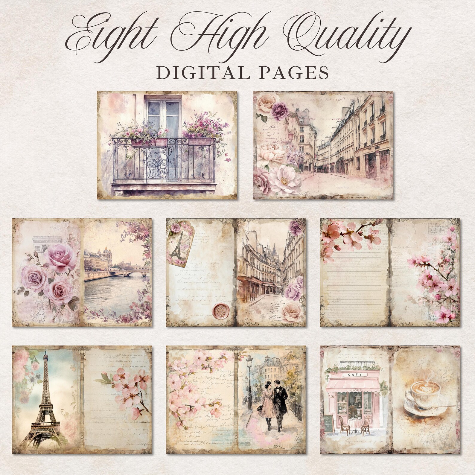 Vintage Parisian Junk Journal Kit: Shabby Chic Printable Pages (133 ...