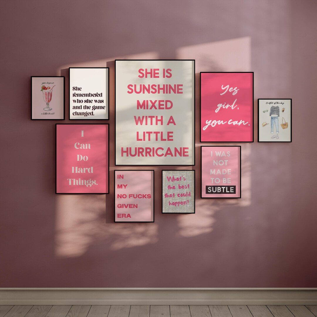 Pink Motivational Wall Art Bundle - Feminist Printable Quotes - Girl ...