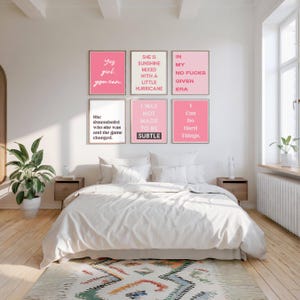 Pink Motivational Wall Art Set | Feminine Inspirational Quote Prints ...