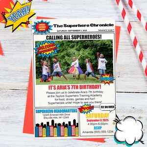 Superhero Birthday Invitation, Super Hero Comic book Printable Invite, Superhero Theme, Personalized & Customized Printable Invitation
