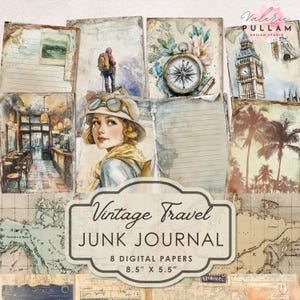 Vintage Travel Junk Journal Pages: Ephemera Scrapbook (Digital Download)