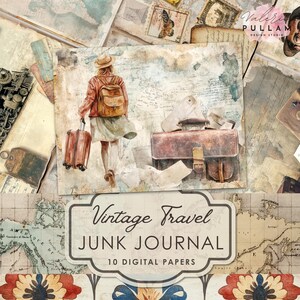 Vintage Travel Junk Journal Pages: Ephemera Scrapbook (Digital Download)