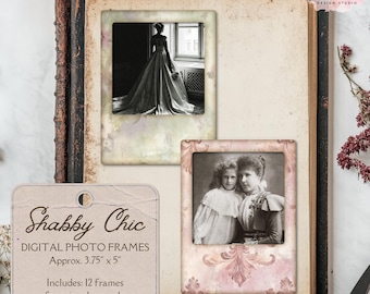 Vintage Shabby Chic Photo Frames: Printable Clipart for Junk Journals (Digital Download 8.5x11in