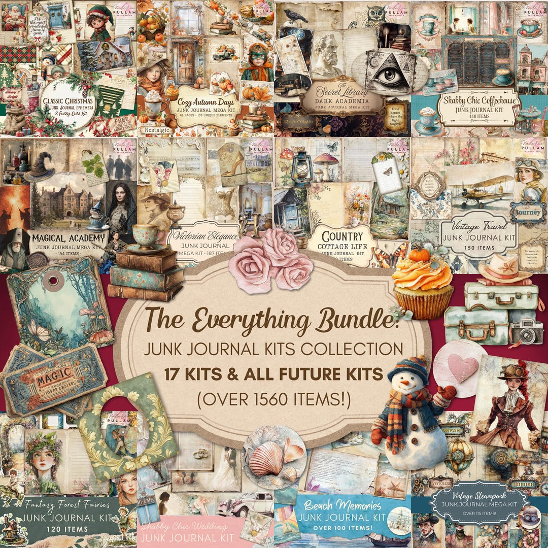 The Everything Bundle: Junk Journal Kits Collection | 17 Printable Kits ...
