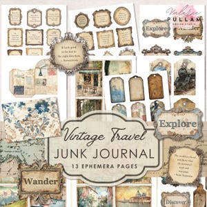 Vintage Reise Junk Journal Ephemera: Scrapbook Printables (Digitaler Download)