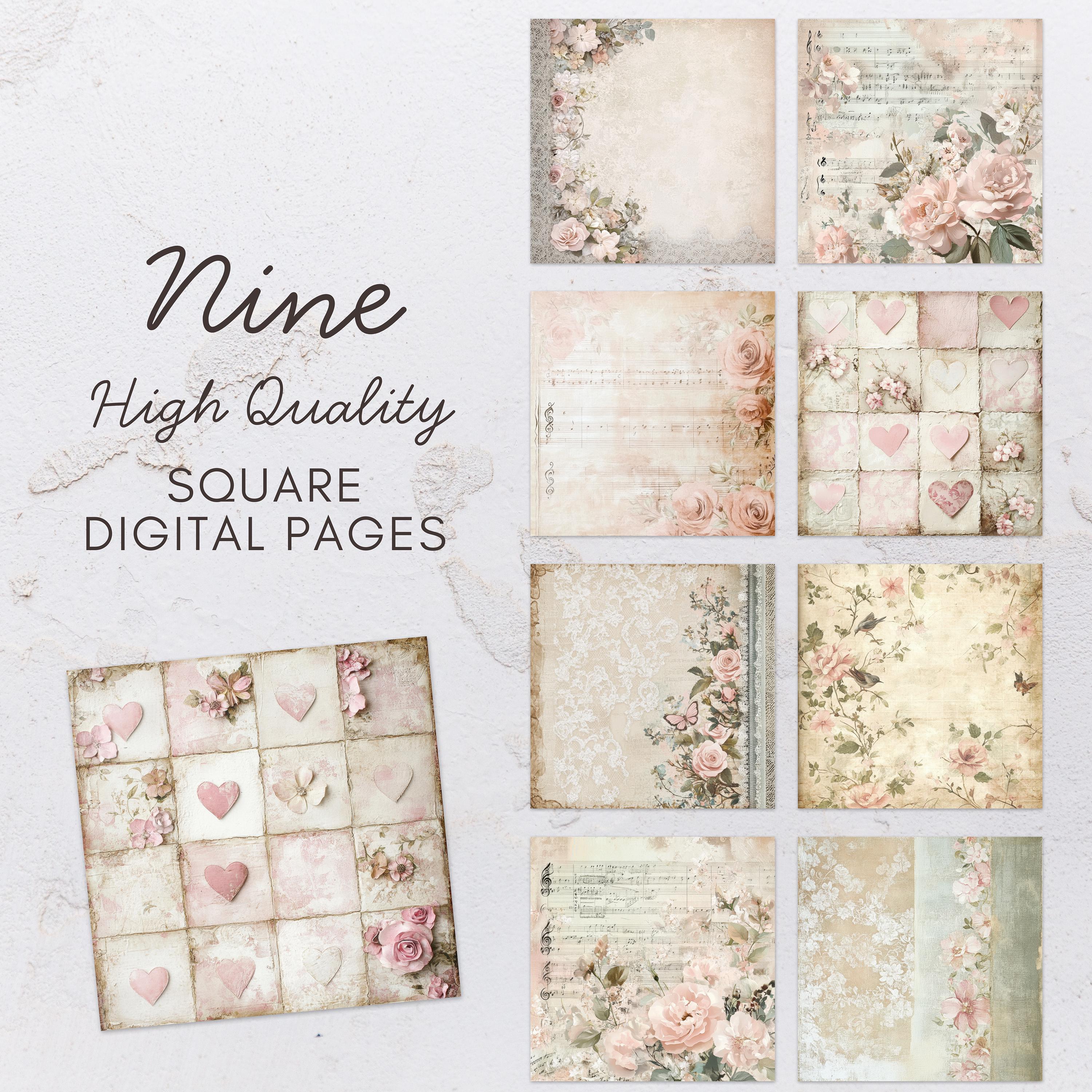 Shabby Chic Wedding Junk Journal Pages: Vintage Floral Ephemera