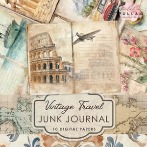 Vintage Travel Junk Journal Pages: Ephemera Scrapbook (Digital Download)