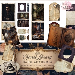Dark Academia Ephemera: Vintage Library Printable Pages (Digital Download)