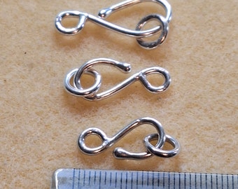 Handmade solid silver clasps hook fastenings for necklaces and bracelets