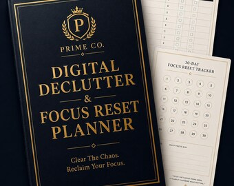 Planificador de organización digital en PDF imprimible / Auditoría de tiempo de pantalla / Bandeja de entrada vacía / Auditoría de suscripciones / Planificador de reinicio de enfoque para el minimalismo digital