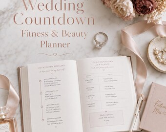 Planificador de fitness para bodas / Cuenta atrás para lucir radiante como novia, lista de verificación para citas de belleza y seguimiento de entrenamientos / PDF imprimible