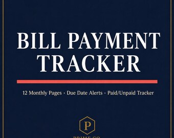 Rastreador de pagos de facturas / No te pierdas ningún pago / Organizador mensual de facturas / Rastreador de pagos de 12 meses en PDF