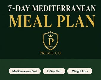 Plan de comidas mediterráneas de 7 días para bajar de peso / Plan de comidas saludables con alto contenido de proteínas en PDF / Planificador de comidas semanal con lista de compras