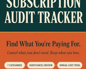 Registro de auditoría de suscripciones / Encuentra y cancela suscripciones no utilizadas / Registro de presupuesto mensual / PDF para ahorrar dinero