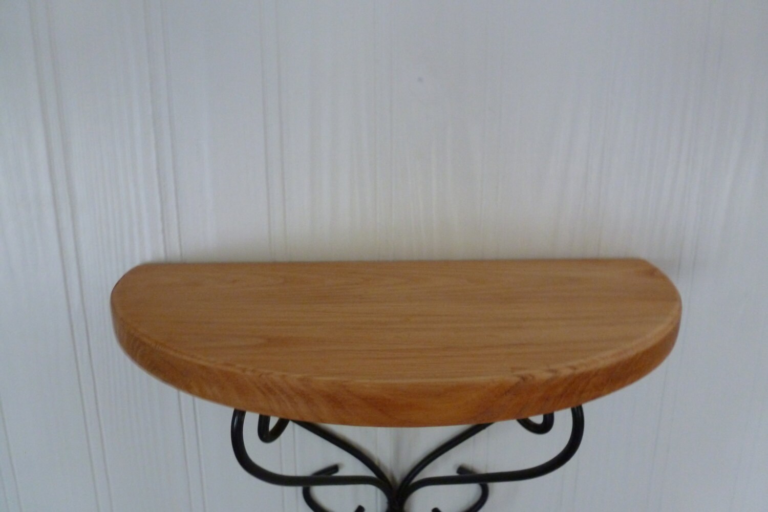 Vintage Wall Shelf Wood Metal Half Round Shelves Home Etsy