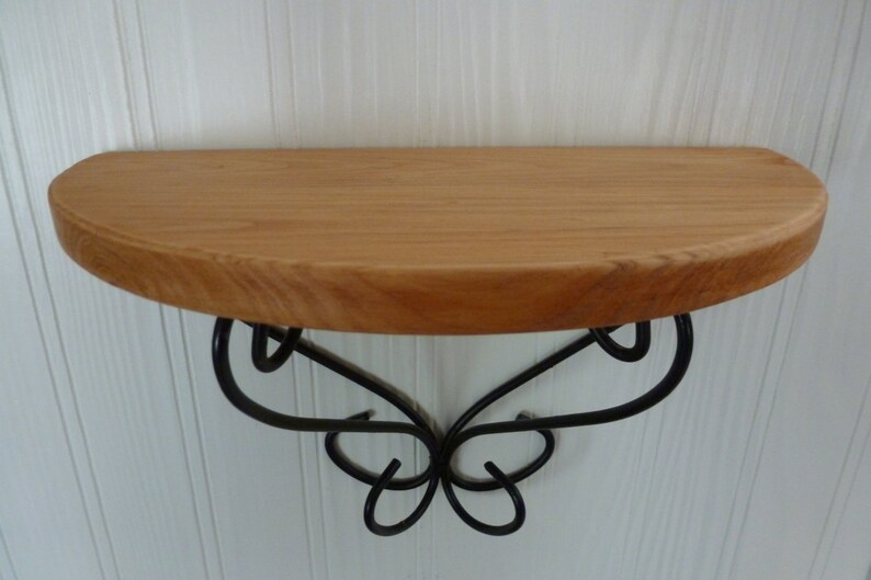 Vintage Wall Shelf Wood Metal Half Round Shelves Home Etsy