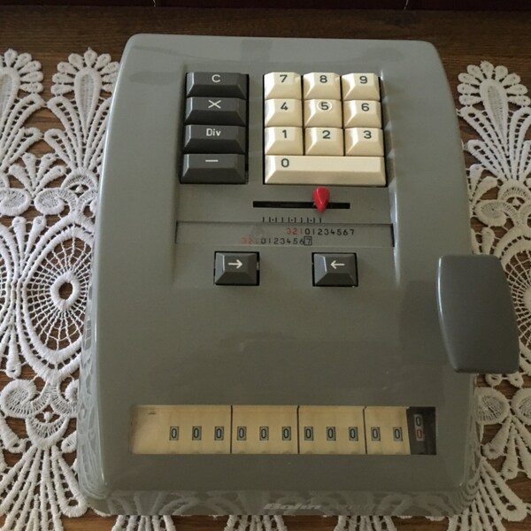 Vintage Adding Machine, Mid Century, Office Equipment, Calculator, Home Decor, Manual, Denmark, Bohn Contex,  Industrial Adding Machine