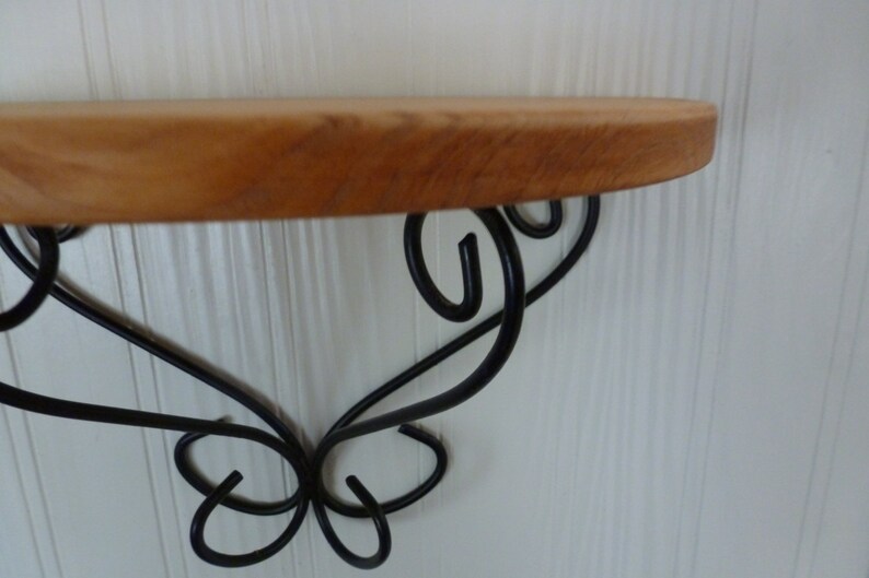 Vintage Wall Shelf Wood Metal Half Round Shelves Home Etsy