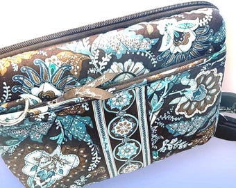 Vera Bradley Java Blue Mini Laptop Case | Retired Quilted Tech Carrier Handle Strap