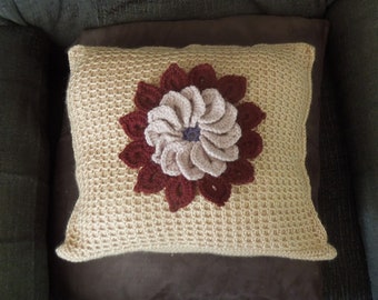 Knitted pillow, cushion cover, handmade, beige