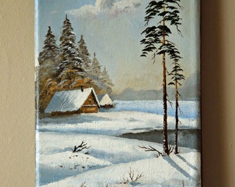 Original Landscape Oil Painting  "Winter Day"