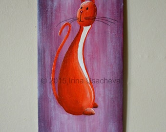 Original Cat Painting for Sale "Affable Cat", acrylic