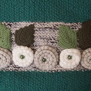 Knitted pillow, cushion cover, handmade, green, grey image 5