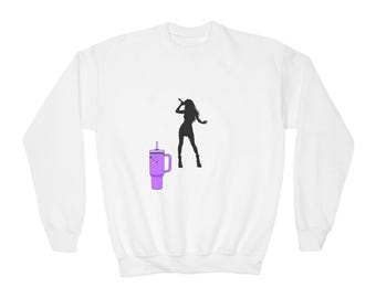 Silhouette Dancer with Purple Tumbler Sweatshirt | Youth Crewneck