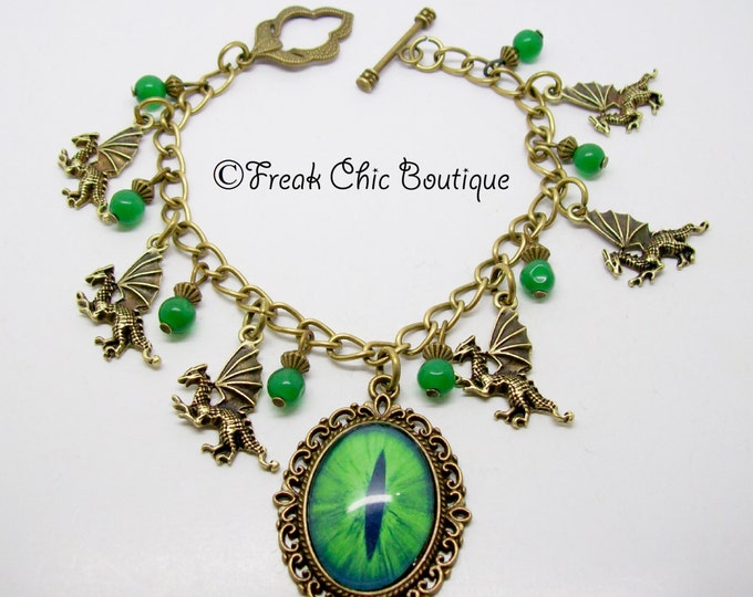 Dragon Charm Bracelet Dragon Jewelry Dragon Eye Bracelet Etsy UK